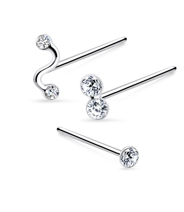 3 Silver Nose Stud Sets NSK-SET-1106